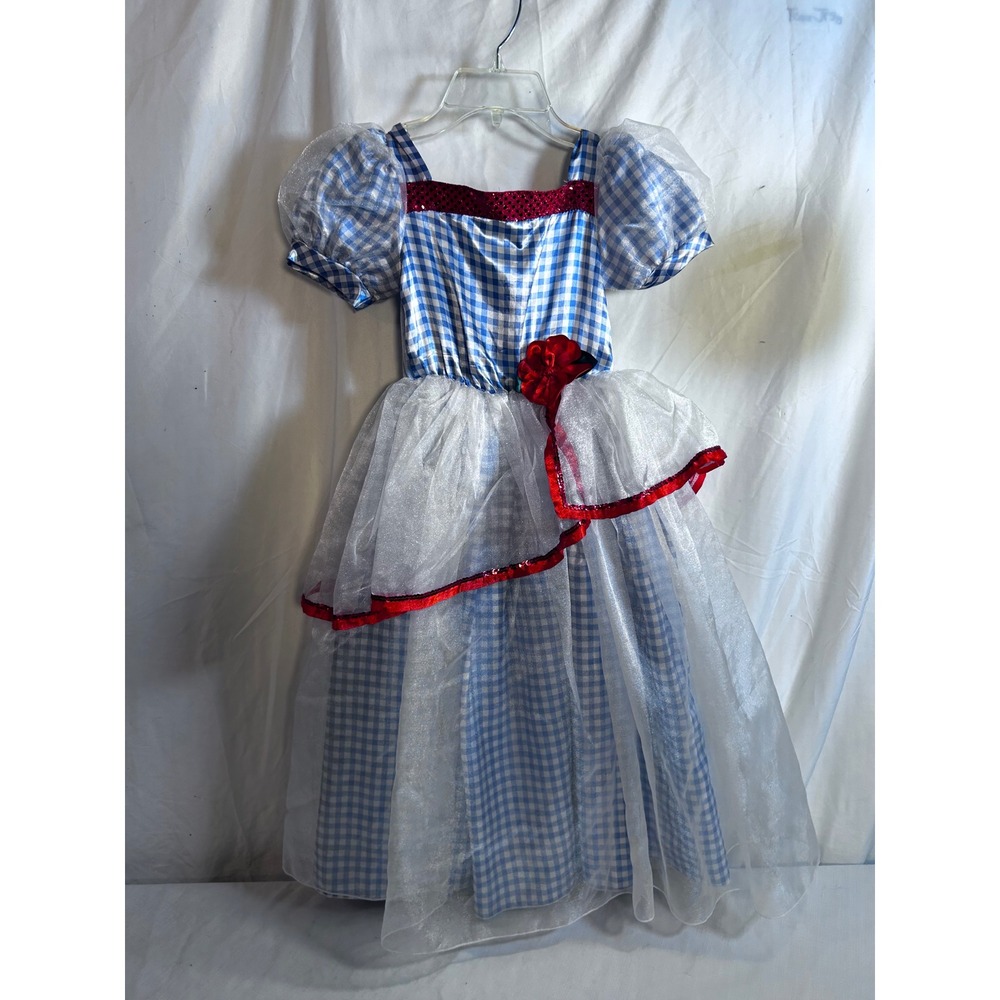 Unbranded Dorothy Gingham Costume Dress Size 5-6 Blue White Red Sequin Kids
